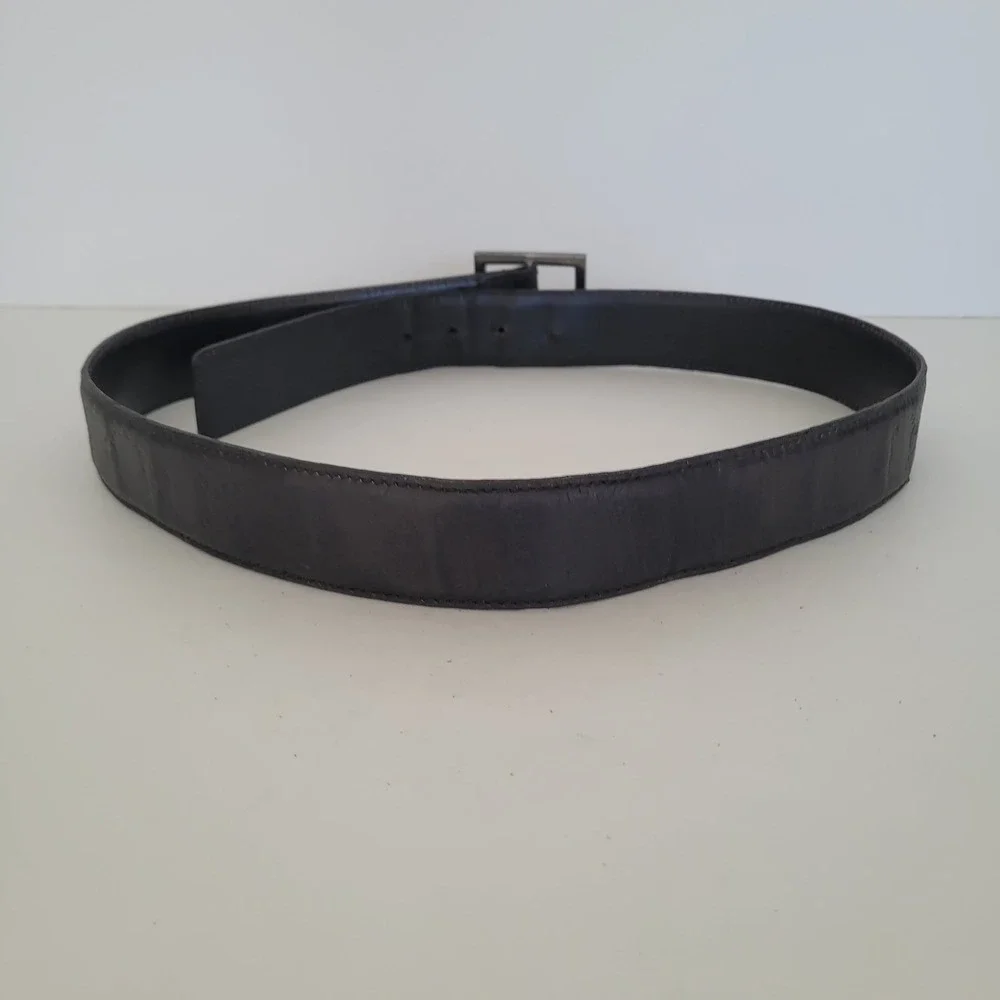 Gucci Guccissima Black Leather Belt‎ 146429 Square Buckle Size 90 36 Mens